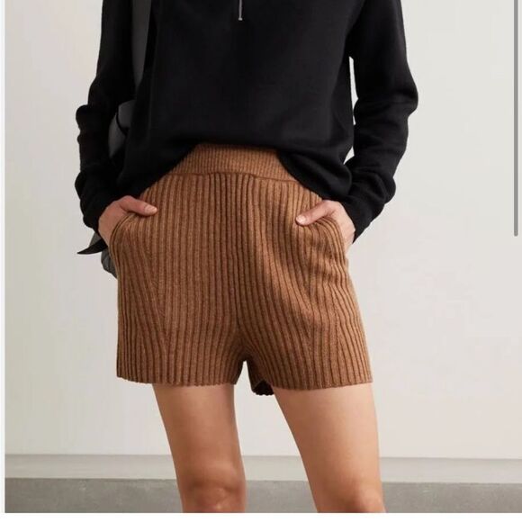 Rag & Bone Ribbed Maxine Merino Wool Shorts Size Large In Camel Tan - Picture 6 of 12
